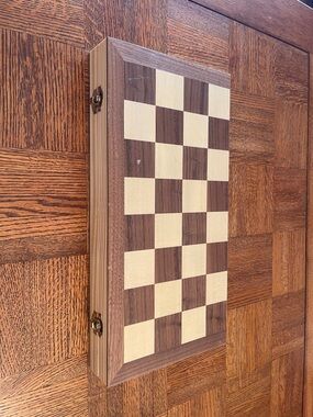 Folding Travel Wooden Chess Board – Natural Brown/Cream